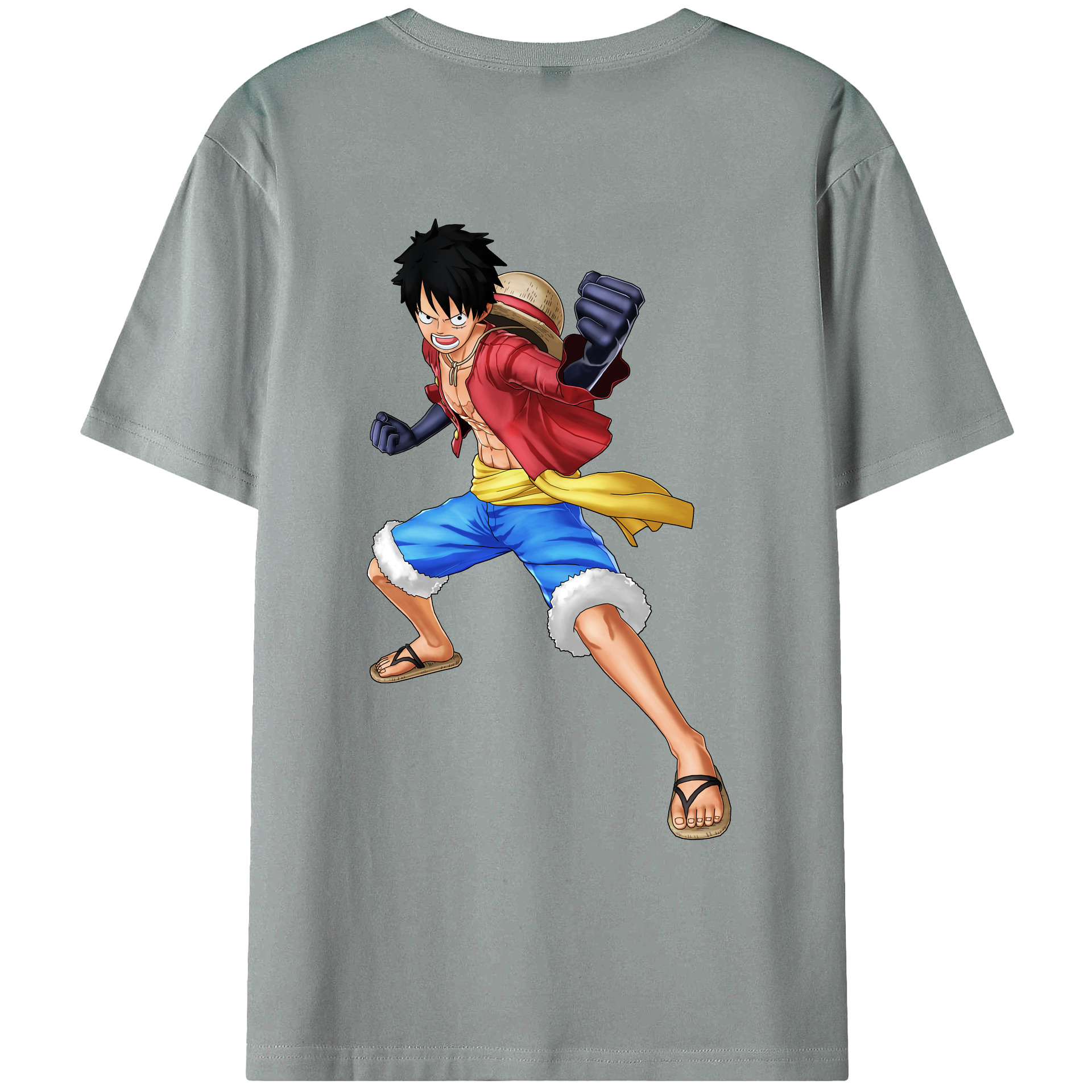 ワンピース モンキー・D・ルフィ ONE PIECE Monkey D. Luffy 綿100％ メンズ半袖Tシャツ（バックプリント） 通気性
